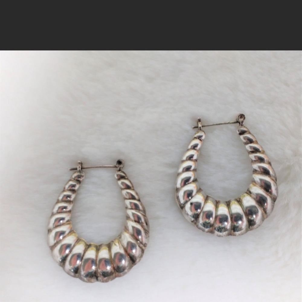 Sterling Silver 925 Shrimp Pierced Hoop Earrings